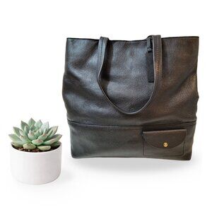 J.CREW All Day Leather Tote Shoulder Bag Gold Hardware Black